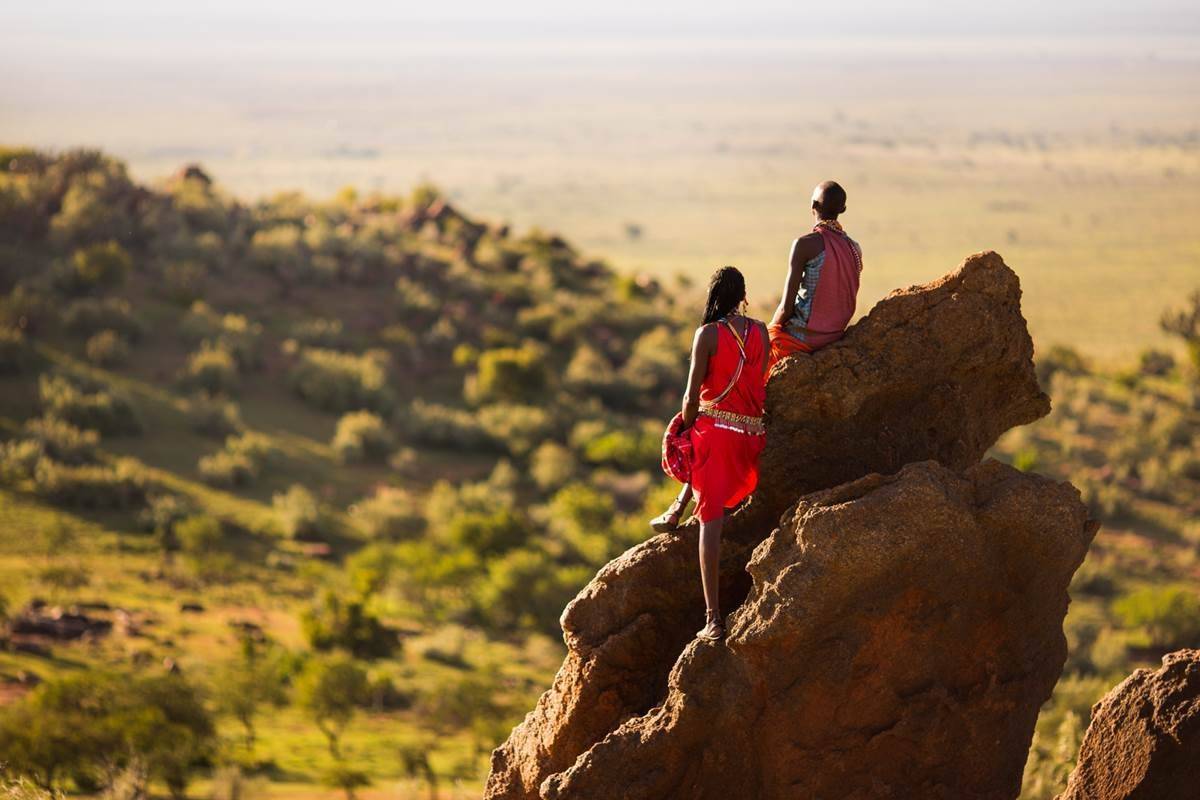masais vue sur le masai mara, kenya